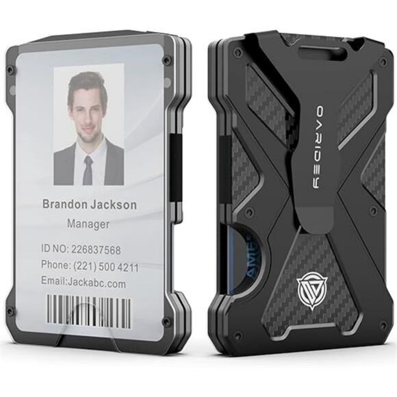 Men's Ultra-Thin Aluminum Wallet with RFID Blocking, Black, 15 Card Slots - Picture 7 of 7